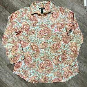Lauren‎ by Ralph Lauren Pastel Paisley Women’s Pajama Top, Size L